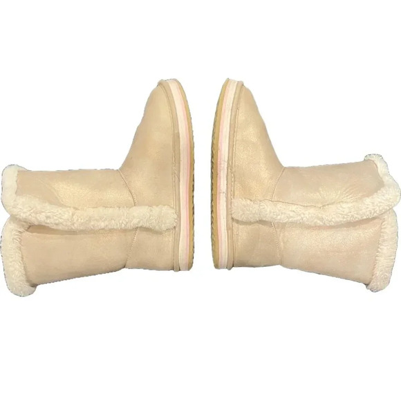 Girls Faux Fur Winter Boots Size 1M — Cozy Tan Pull-On Boots (Sugar) - Picture 3 of 8